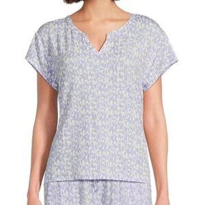 Nottibianche Sleep Top NWT Light Blue Floral Short Sleeve Size L Dillard’s